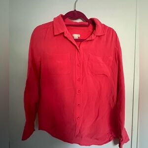 Jcrew coral 100% silk blouse